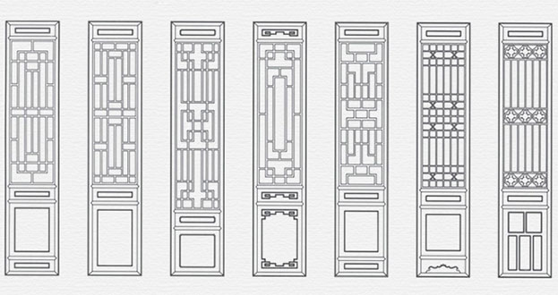 筠连常用中式仿古花窗图案隔断设计图