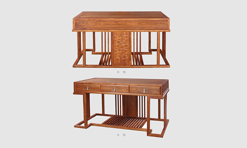筠连 别墅中式家居书房装修实木书桌效果图